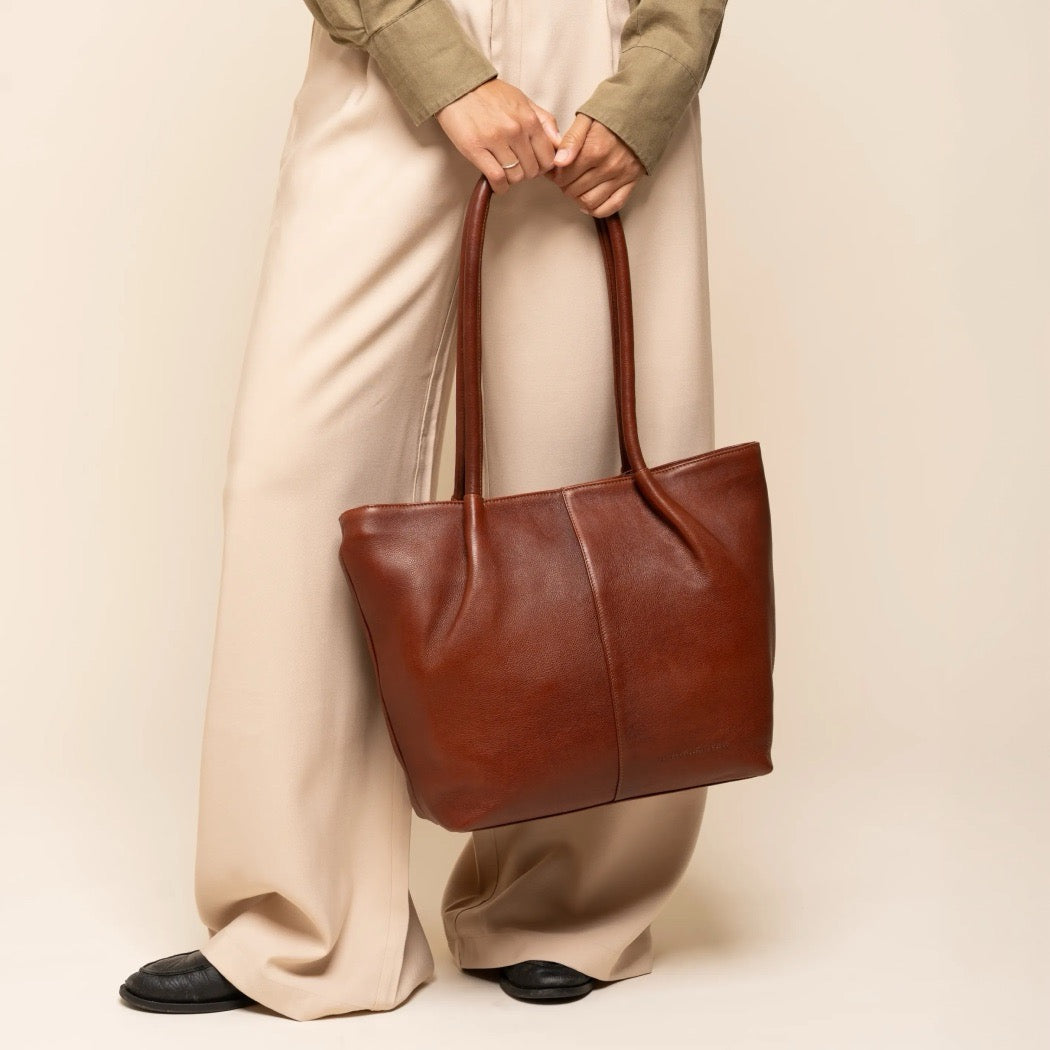Sac Cabas en Cuir Cognac Vespera