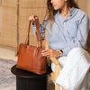 Leather Shoulder Bag Cognac Viamonte