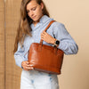 Leather Shoulder Bag Cognac Viamonte