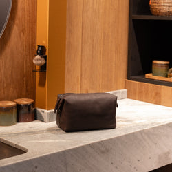 Trousse de Toilette en Cuir Marron Westport