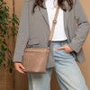 Leather Shoulder Bag Taupe Zarita
