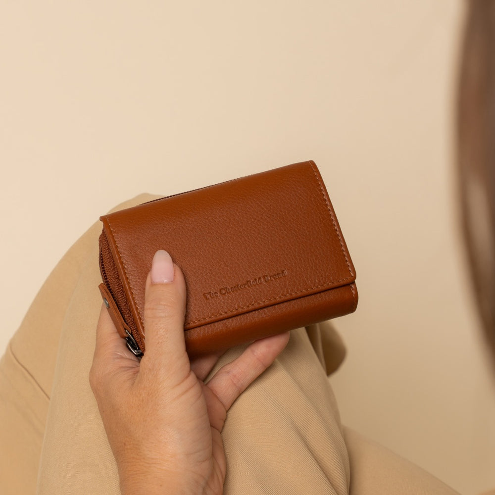 Leren Portemonnee Cognac Zelan