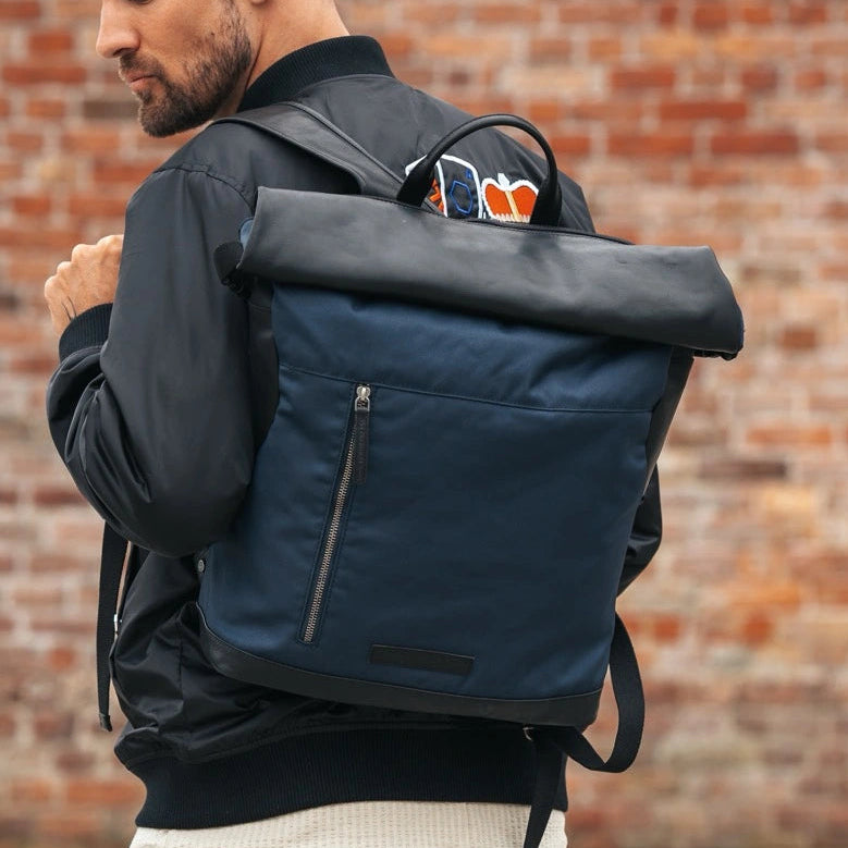 Leather Backpack Navy Bornholm