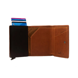 ANDERS Petit Étui Cartes Crédit En Cuir Véritable - Protection RFID Marron - 5 Emplacements