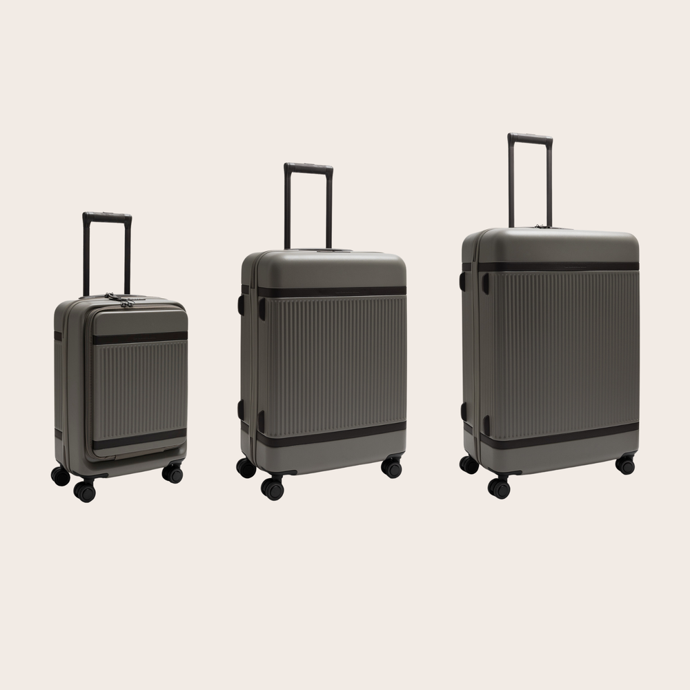 Suitcase Set Front Pocket Stone Taupe Zuna