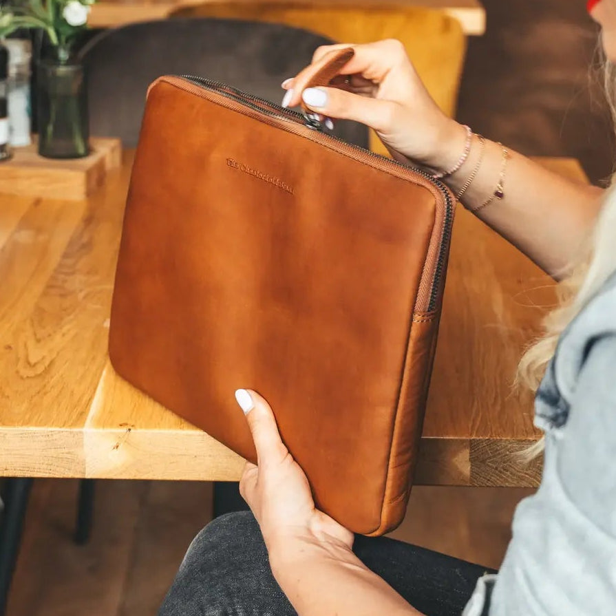 Leather Laptop Sleeve 14 Inch Cognac Clinton