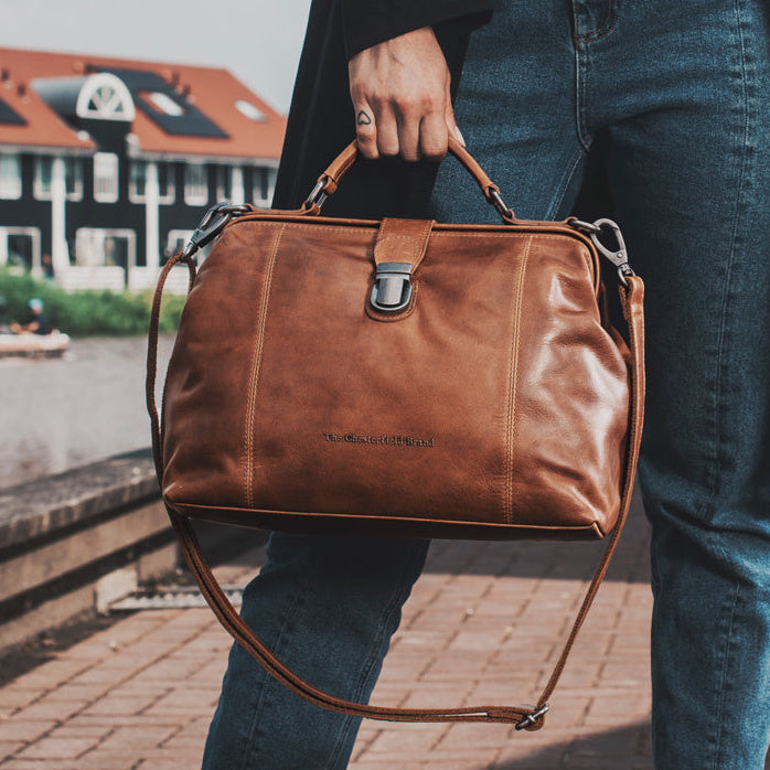 Leather Handbag Cognac Shaun