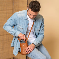 Sac Ceinture Pour Téléphone Portable En Cuir PU Noir - Élégant Et Réglable, Pour Sport Et Quotidien