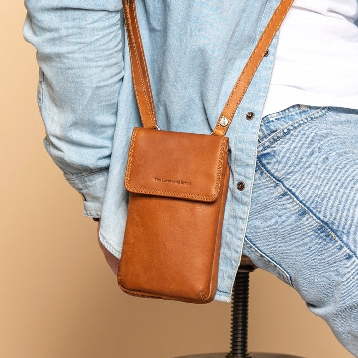 Leather Phone Pouch Cognac Langley