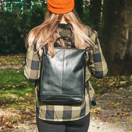 Leather Backpack Black Saar