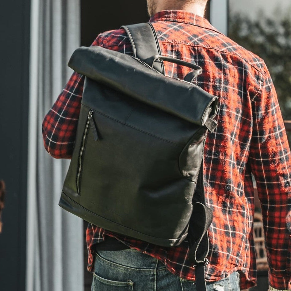 Leather Backpack Black Liverpool