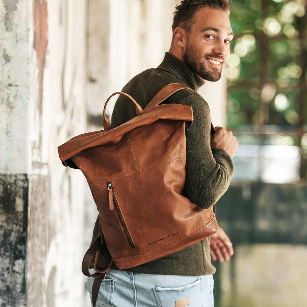 Leather Backpack Cognac Liverpool