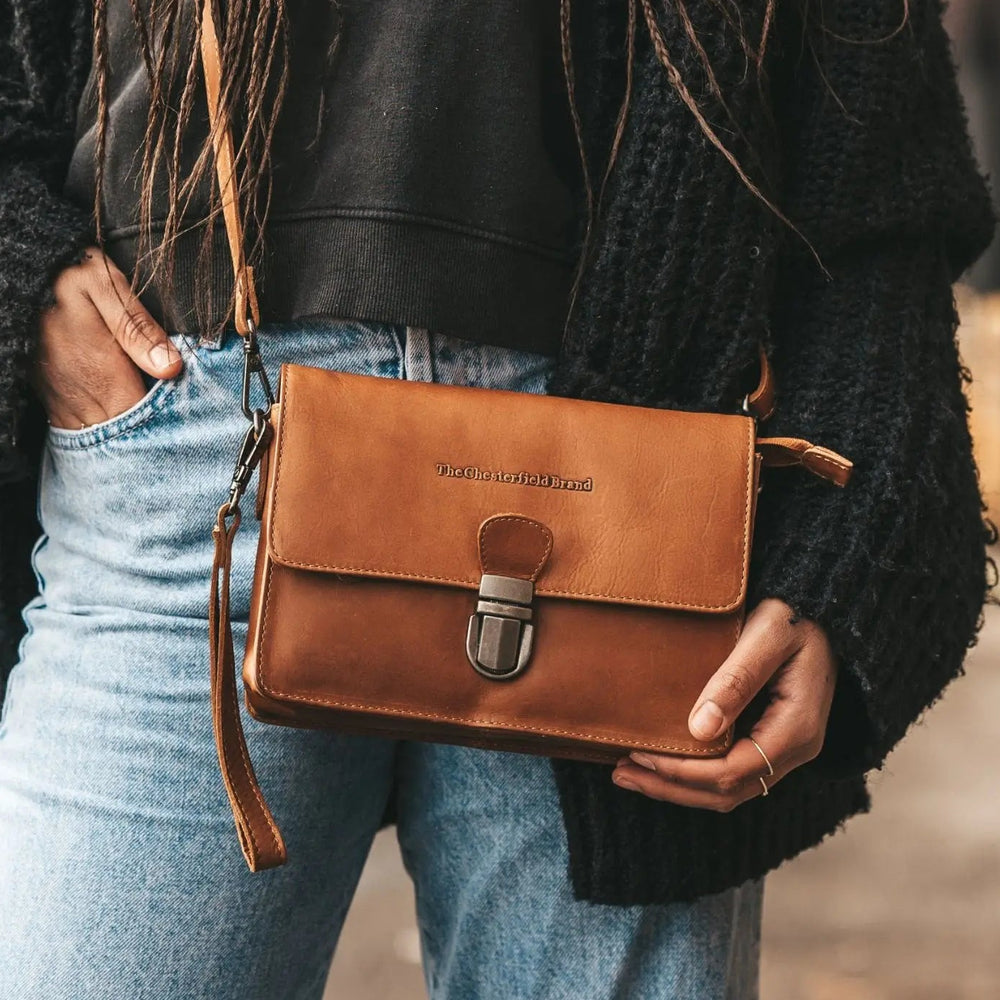 Leather Schoulder bag Cognac Lucca