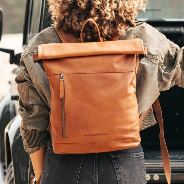 Leather Backpack Cognac Mazara