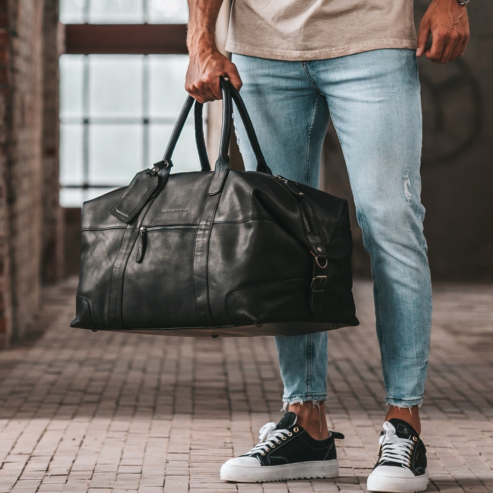 Leather Weekender Bag Black Portsmouth II