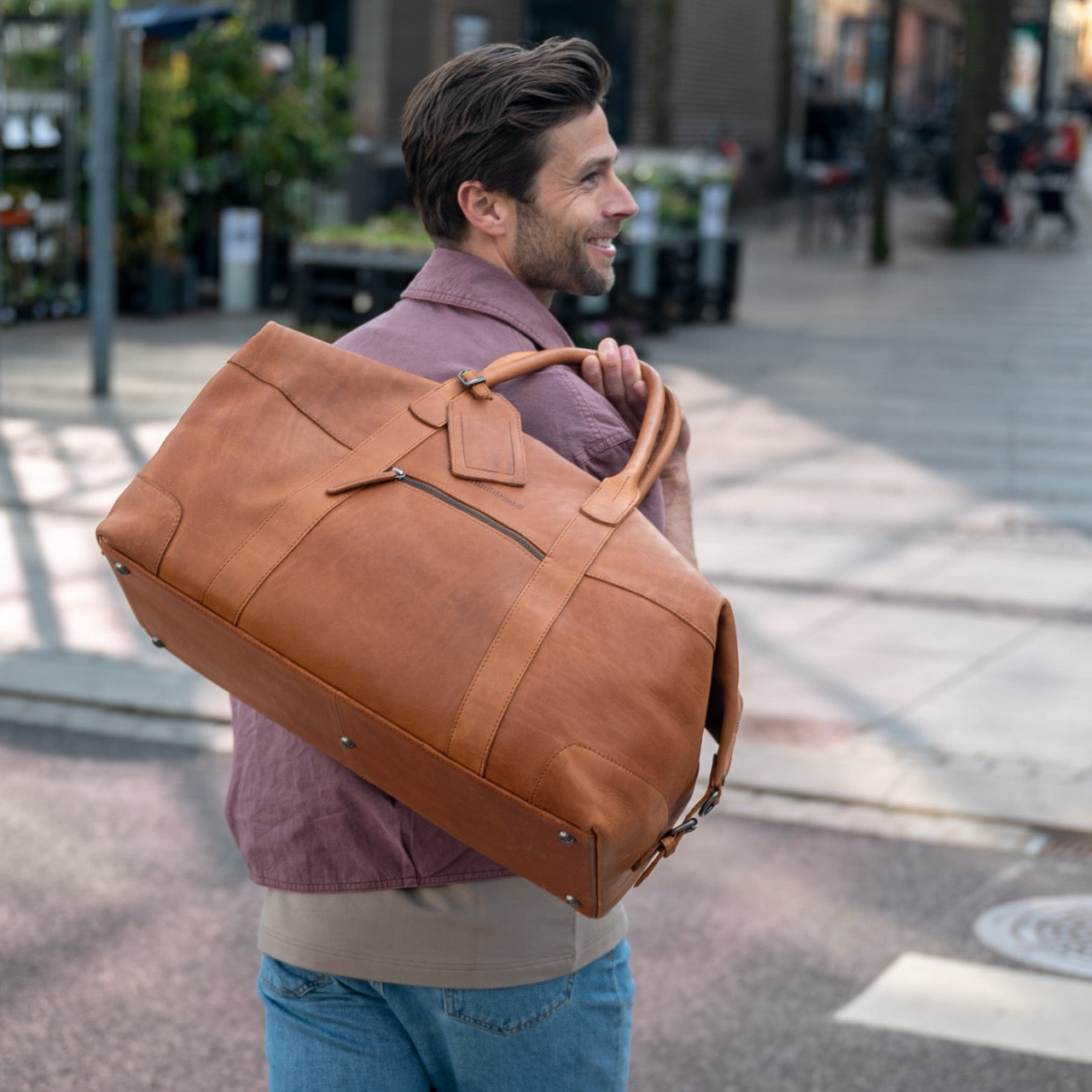 Leder Reisetasche Cognac Portsmouth 2