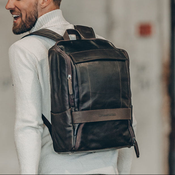 Leather Laptop Backpack Brown Rich