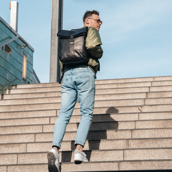 Leather Backpack Black Savona