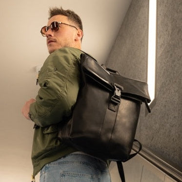 Leather Backpack Black Savona