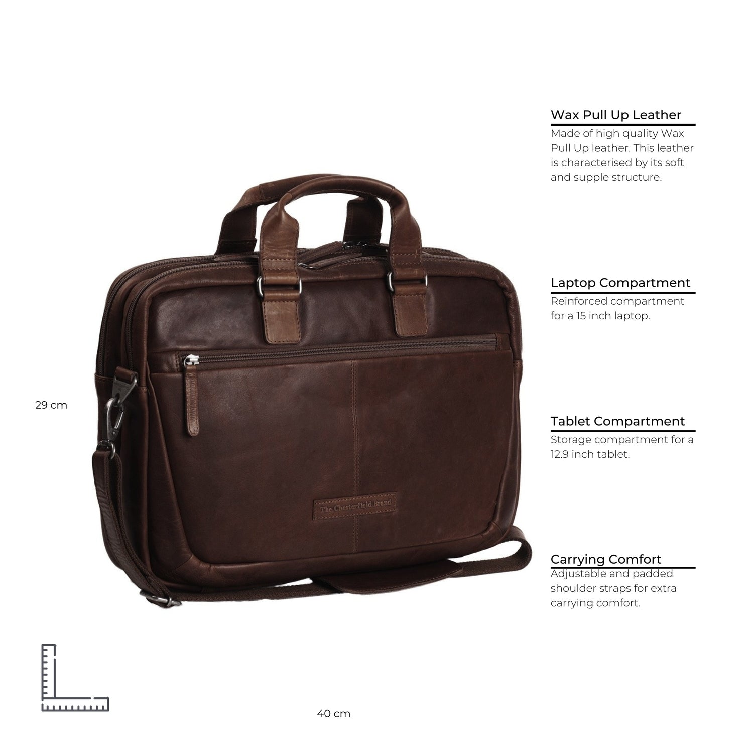 Leather Laptop Bag Brown Seth1