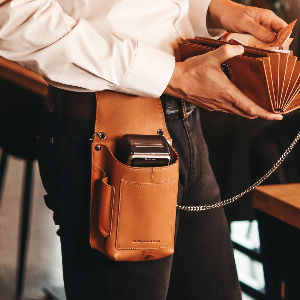 Leather Holster for Waiter Wallet Cognac Taiwan