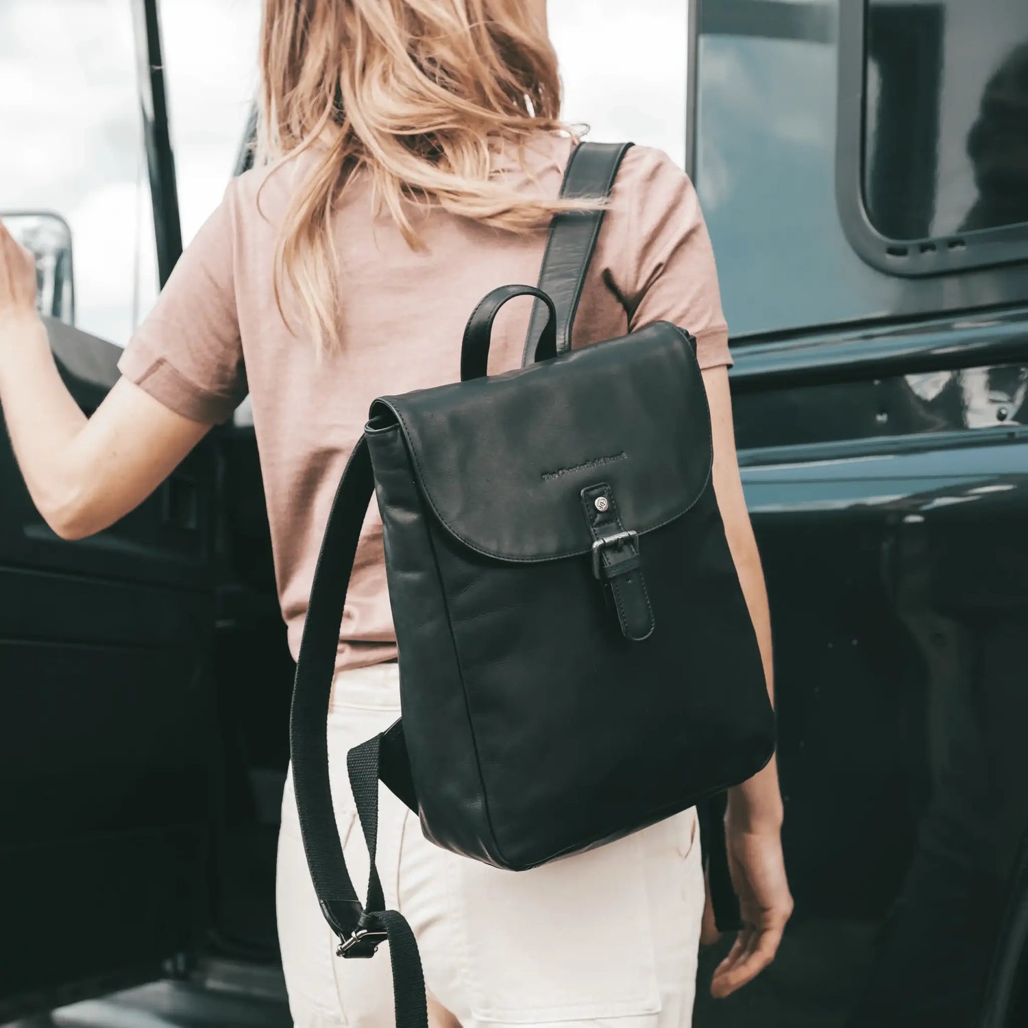 black leather bag backpack travel Leather Backpack Black Vermont