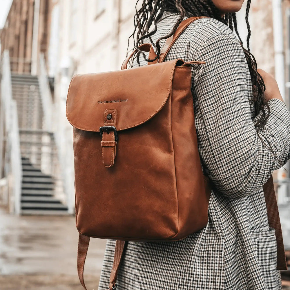 Leather Backpack Cognac Vermont